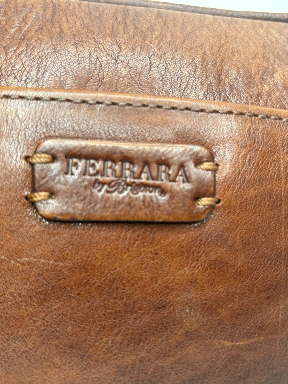 BRIGHTON Ferrara Dominique Leather Crossbody Camera Bag Whiskey Patchwork $295 - Picture 4 of 13